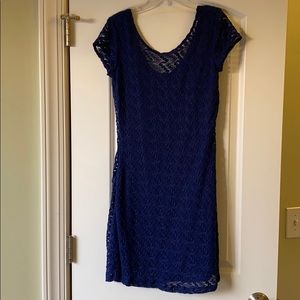 Blue lace dress.